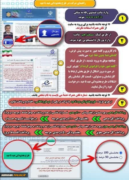 شروع طرح بخشودگی عید تا عید صندوق رفاه دانشجویان از 12 بهمن به مناسبت چهل و سومین سالگرد پیروزی شکوهمند انقلاب اسلامی 2